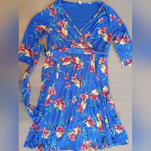 Pink Blush XL Nursing Breastfeeding Maternity Blue Floral Dress